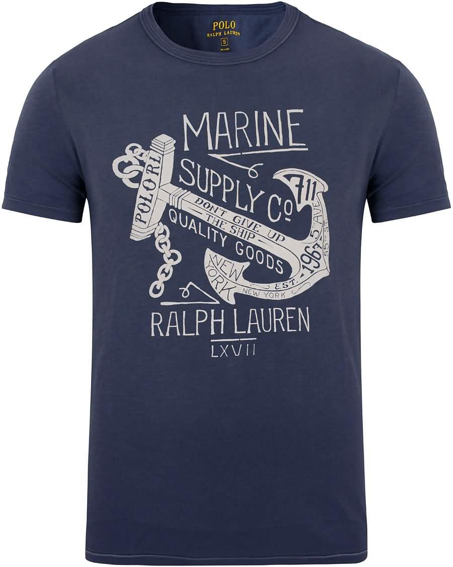 polo ralph lauren printed tee dark cobalt Lavpris Rimelig z1dyt